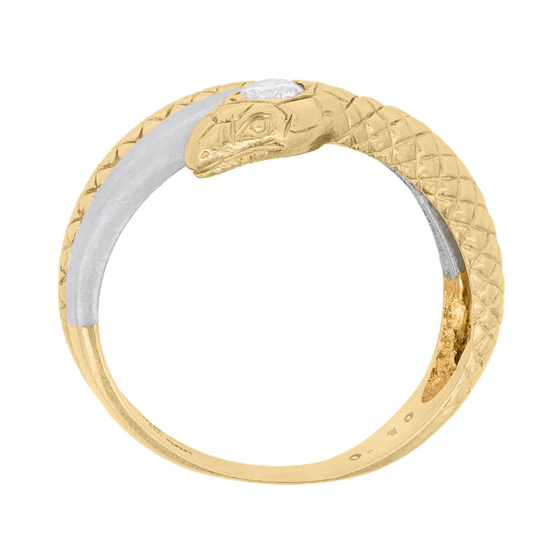 Art Nouveau 18k/Platinum Diamond Snake Ring