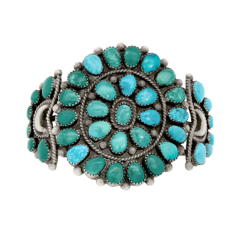 Vintage Native American Sterling Turquoise Cuff Bracelet