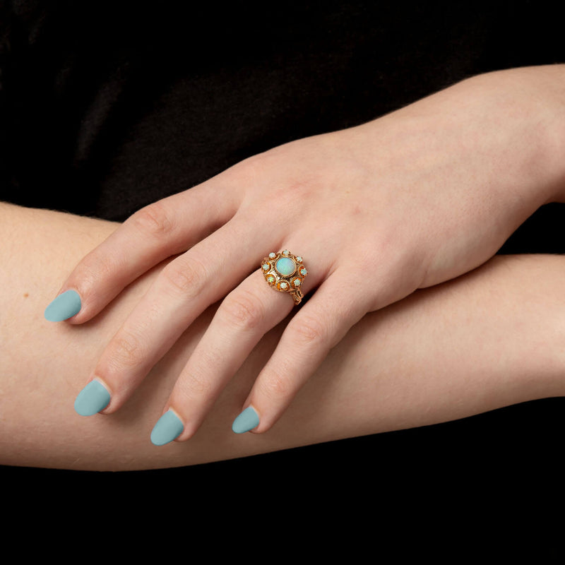 Victorian 10k Opal Halo Ring