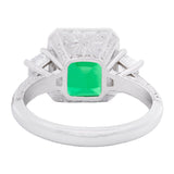 Art Deco Platinum GIA Emerald & Diamond Engagement Ring 3.90ct