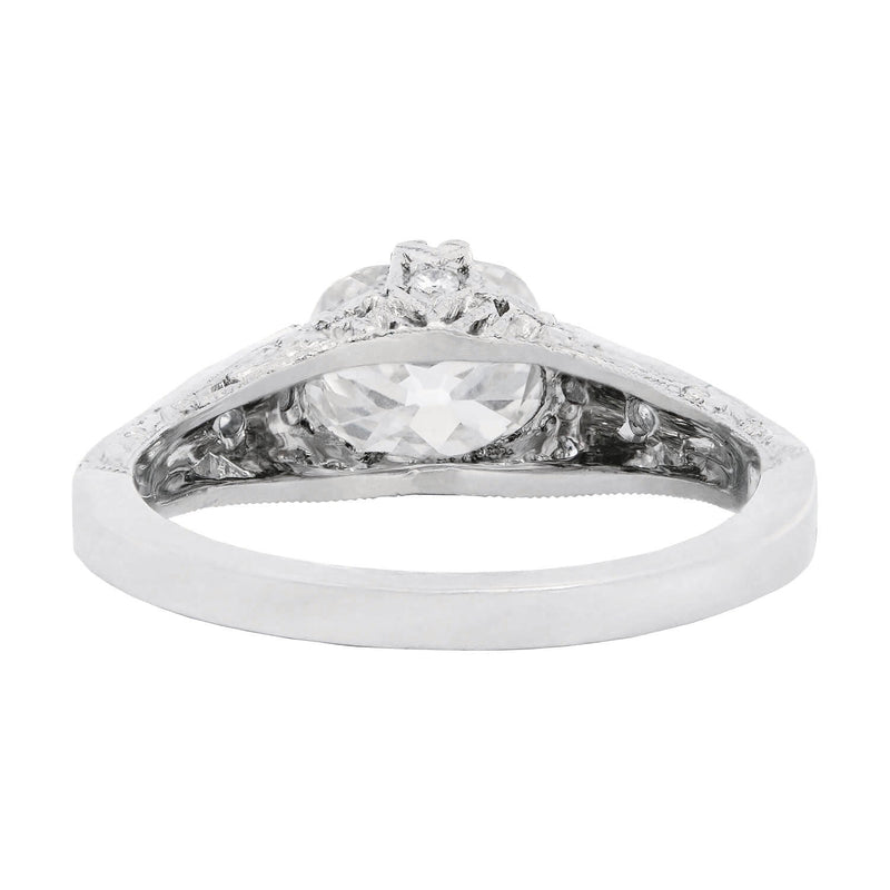 Art Deco Platinum Cushion Cut Diamond Engagement Ring 1.39ctw