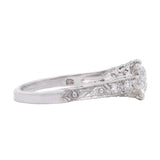Art Deco Platinum Cushion Cut Diamond Engagement Ring 1.39ctw