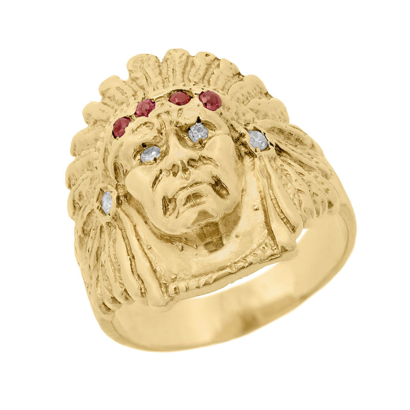 Estate 14k Native American Chief Head Ring