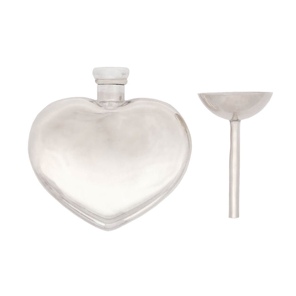 TIFFANY & CO. Late Art Deco Sterling Silver Heart Shaped Perfume Bottle
