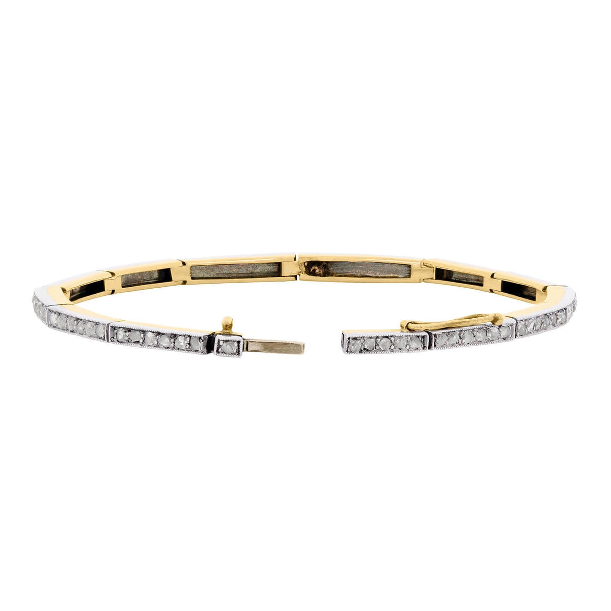 Art Nouveau Platinum 14k Rose Cut Diamond Bracelet 1.50ctw