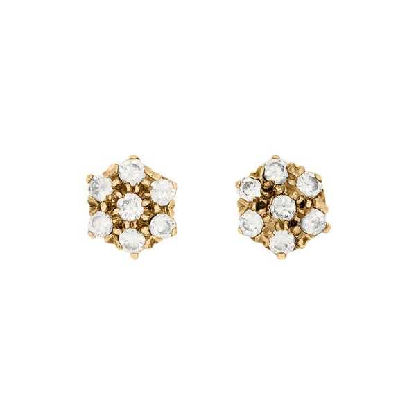 Victorian 14k Diamond Cluster Stud Earrings .25ctw