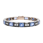 Art Deco Sterling GIA No Heat Ceylon Sapphire Line Bracelet 14CTW