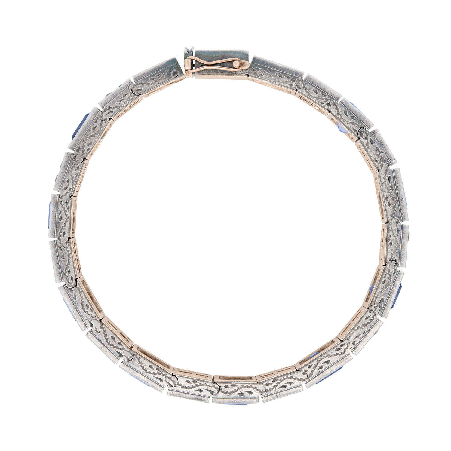 Art Deco Sterling GIA No Heat Ceylon Sapphire Line Bracelet 14CTW