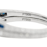 Art Deco Platinum Diamond and Sapphire Engagement + Contoured Band Ring Set 1.53ct