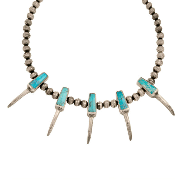 Pawn Sterling Silver Native American Turquoise Bird Claw Talon Necklace