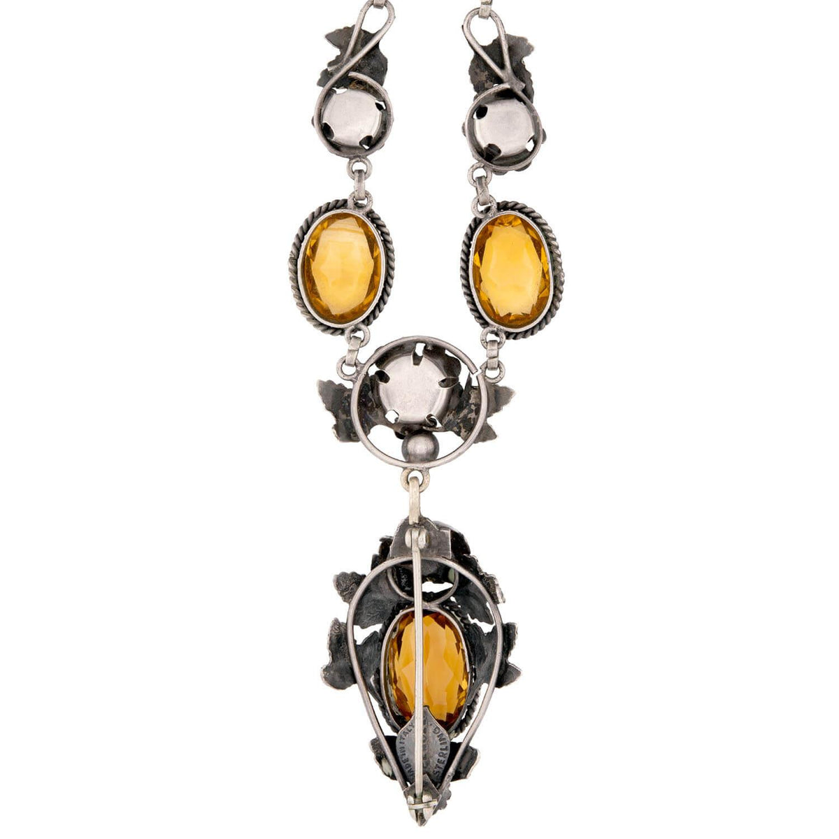 PERUZZI Art Nouveau Sterling Silver Citrine Floral Necklace