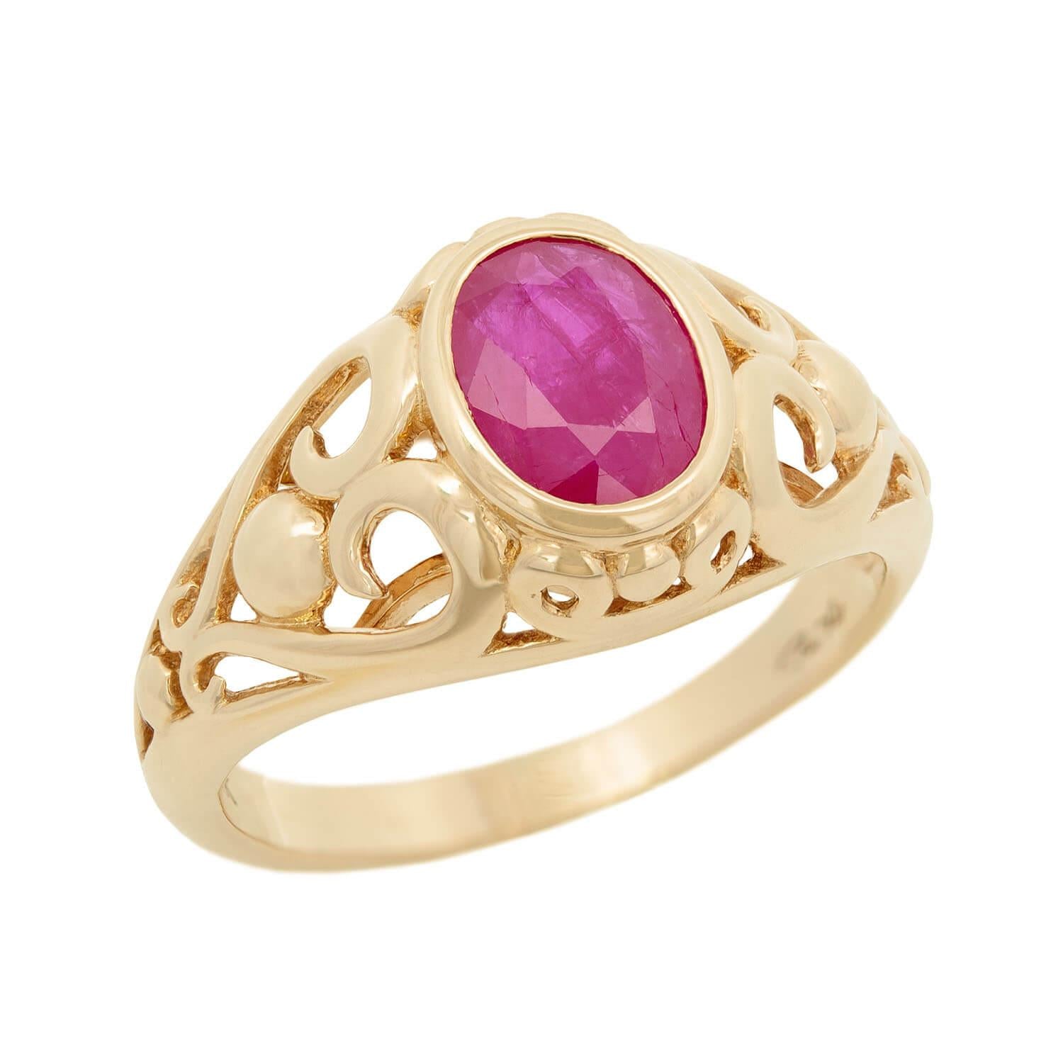 Estate 14k Ruby Art Nouveau Style Ring