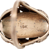 Arts and Crafts 10k Mississippi River Pearl Leaf Etching Cocktail Ring