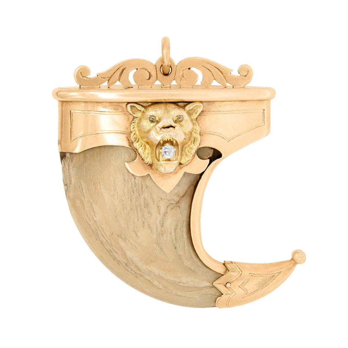 Victorian 14k Diamond Tiger Claw Pendant