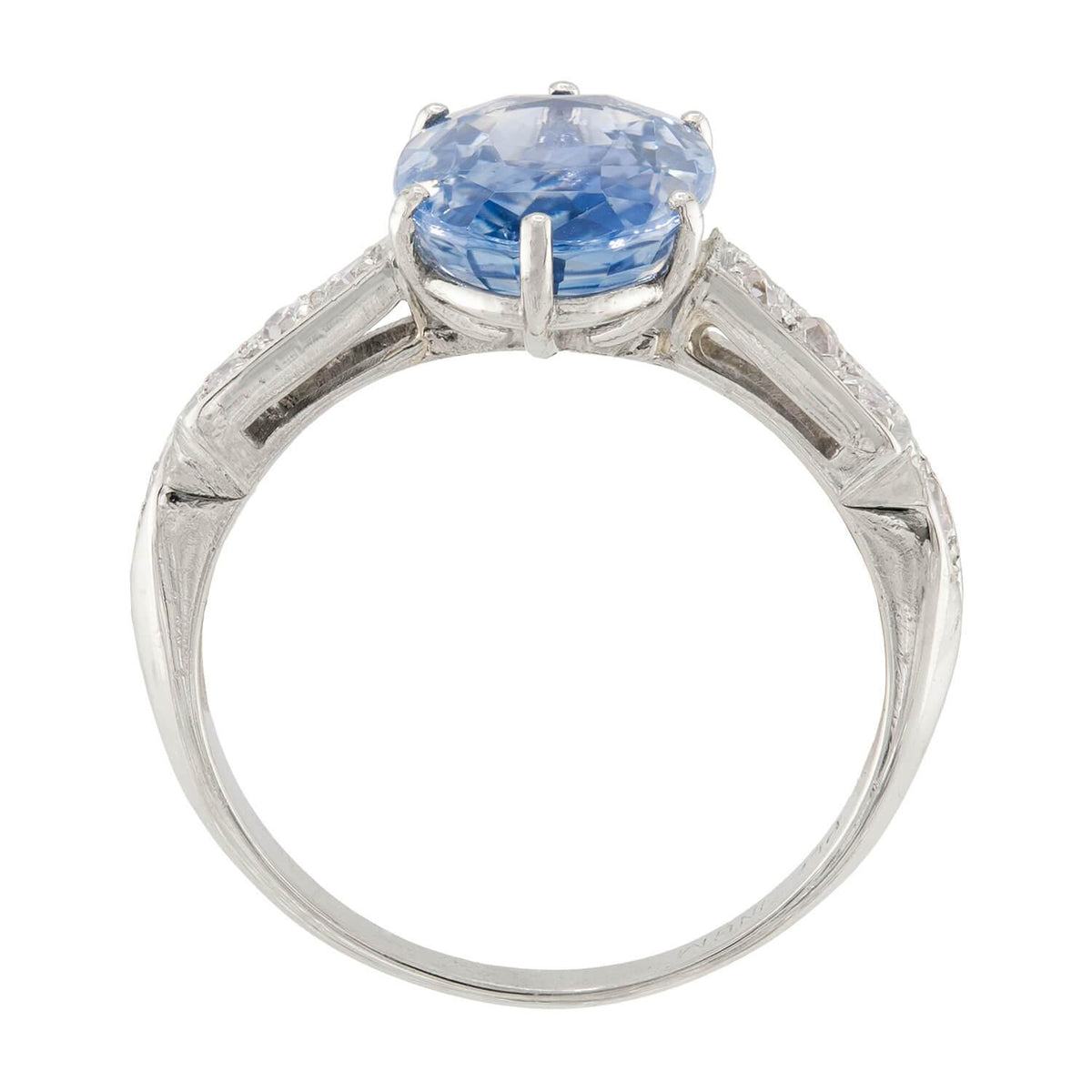 Art Deco Platinum GIA Ceylon Sapphire & Diamond Ring