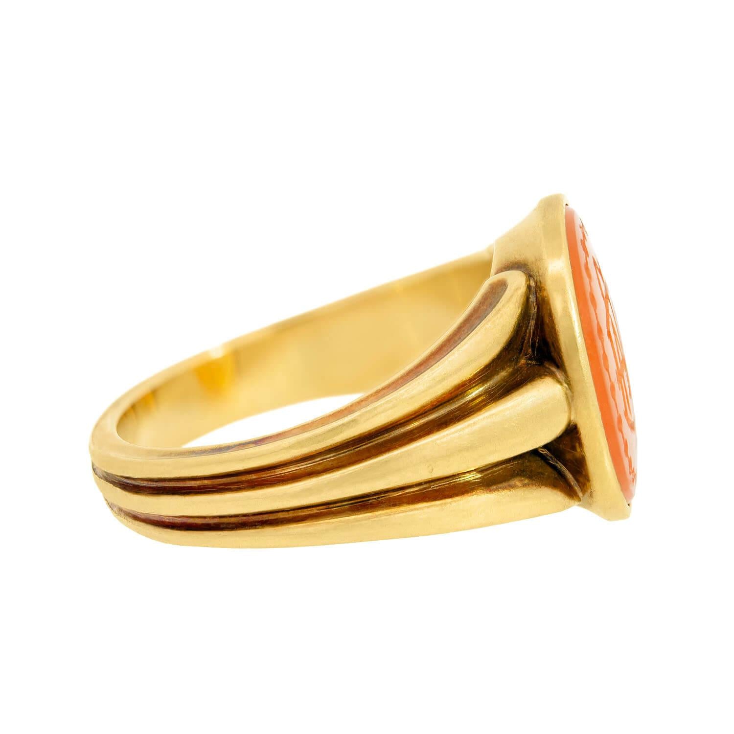 Victorian 18k Carved Carnelian Signet Ring