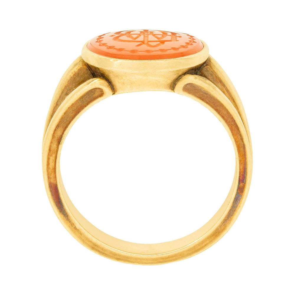 Carved Signet Rings Victorian 18k Carved Carnelian Signet Ring