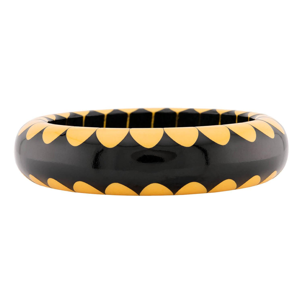 Retro Bakelite Cream Corn and Black Bangle