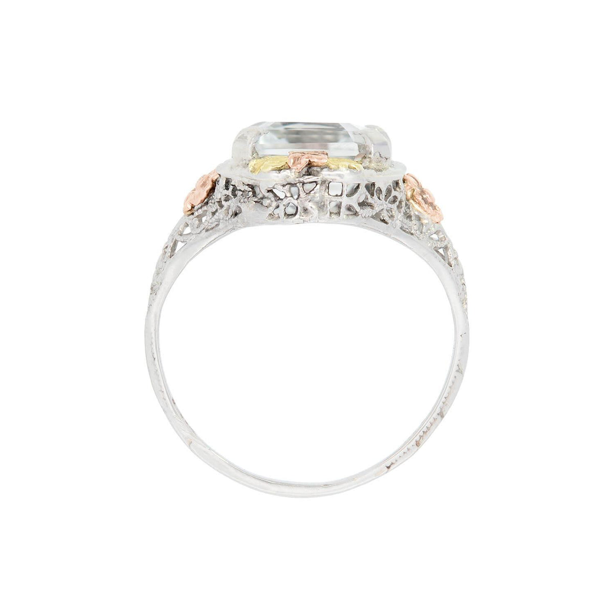 Edwardian 14k Mixed Metal White Topaz Ring