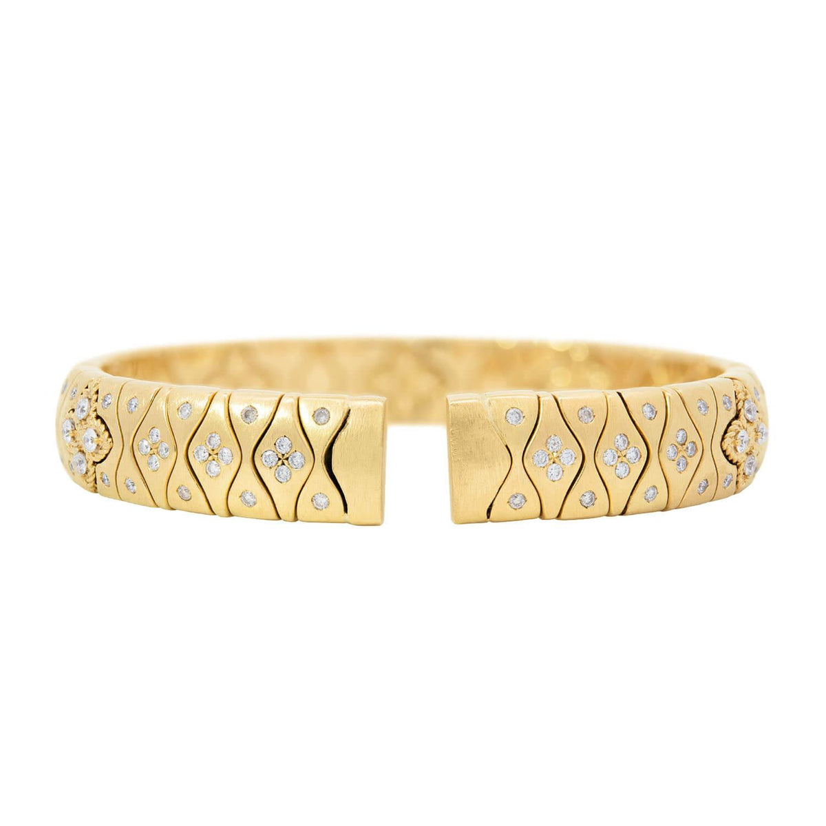 ROBERTO COIN Estate 18k Diamond Royal Princess Flower Flexible Cuff Bracelet