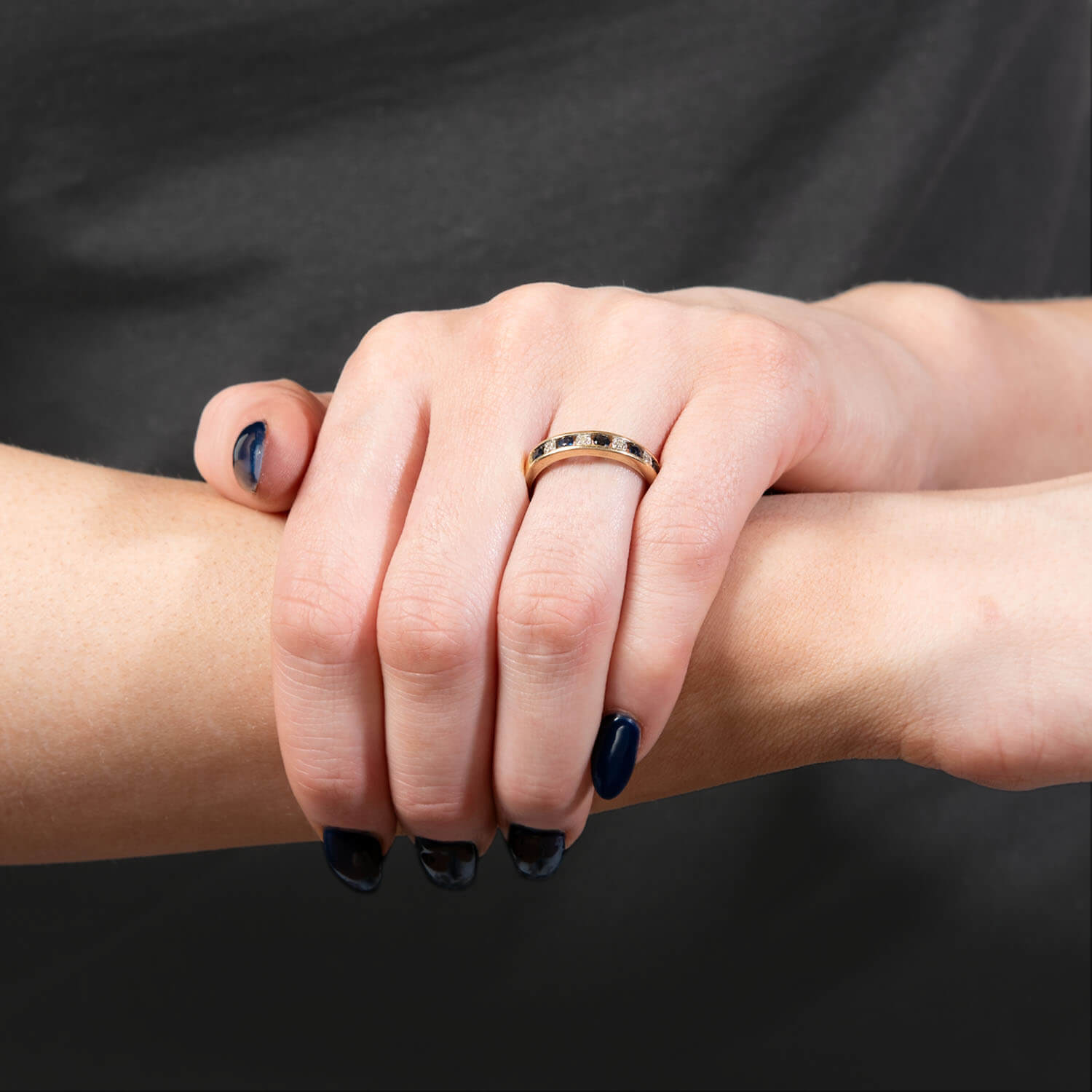 Estate 14k Sapphire and Diamond Band
