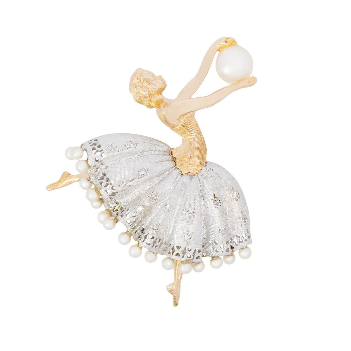 French hair barrette with ballerina dancer motif and seed pearls vintage Vintage 1980s Beaded Pearl Hair Clip, Statement Hair Clip  main image 3