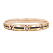 Victorian 15k Diamond, Pearl, and Enamel Bangle