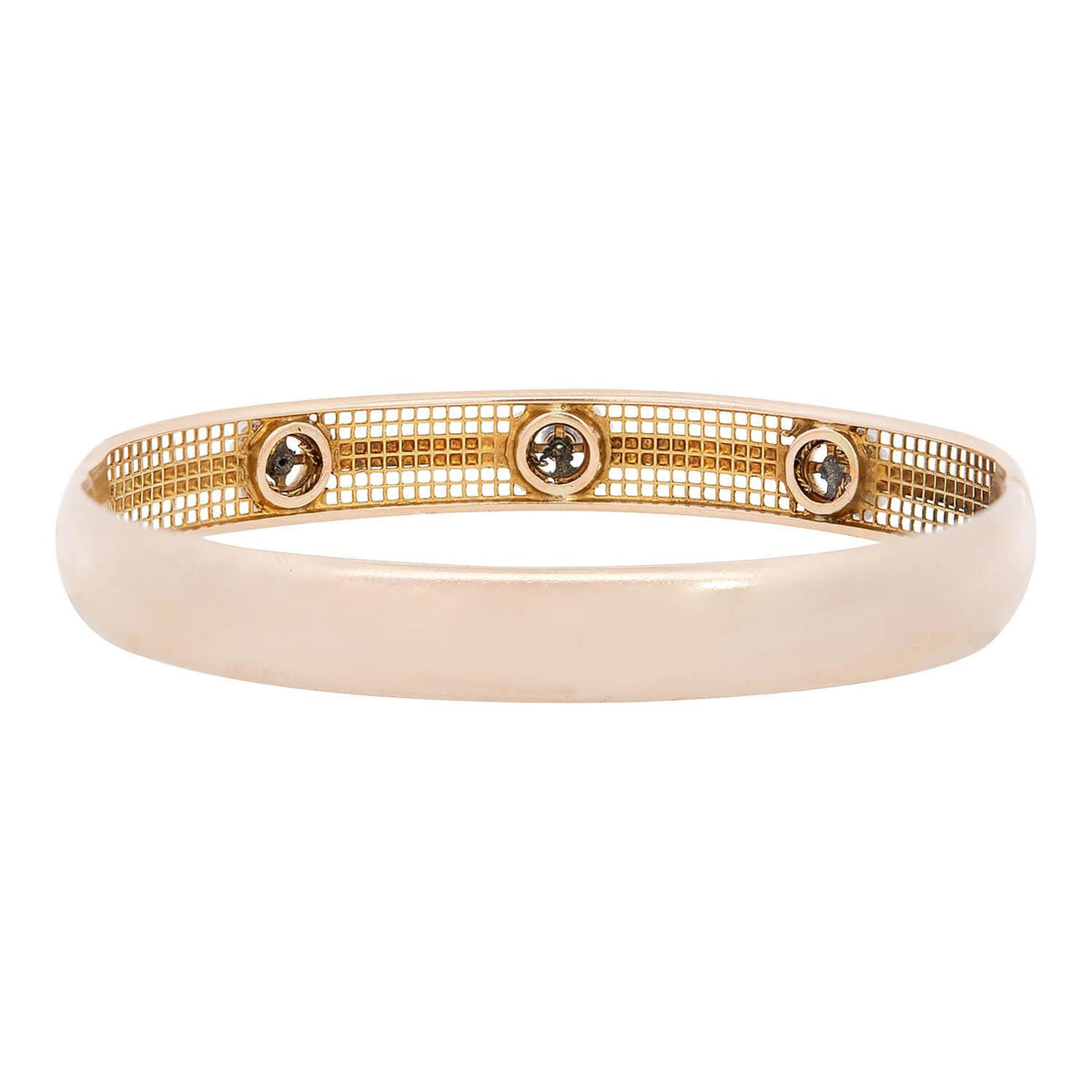 Victorian 15k Diamond, Pearl, and Enamel Bangle