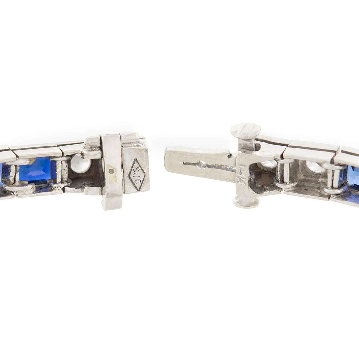 Art Deco 14k Sapphire and Diamond Tennis Bracelet