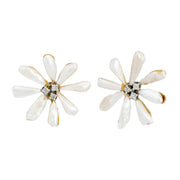 Victorian 14k Pearl and Diamond Flower Earrings