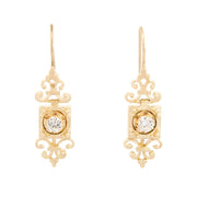 Victorian Revival 14k Etruscan Diamond Earrings