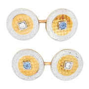 RIKER BROS Victorian 14k and Platinum Diamond and Topaz Cufflinks
