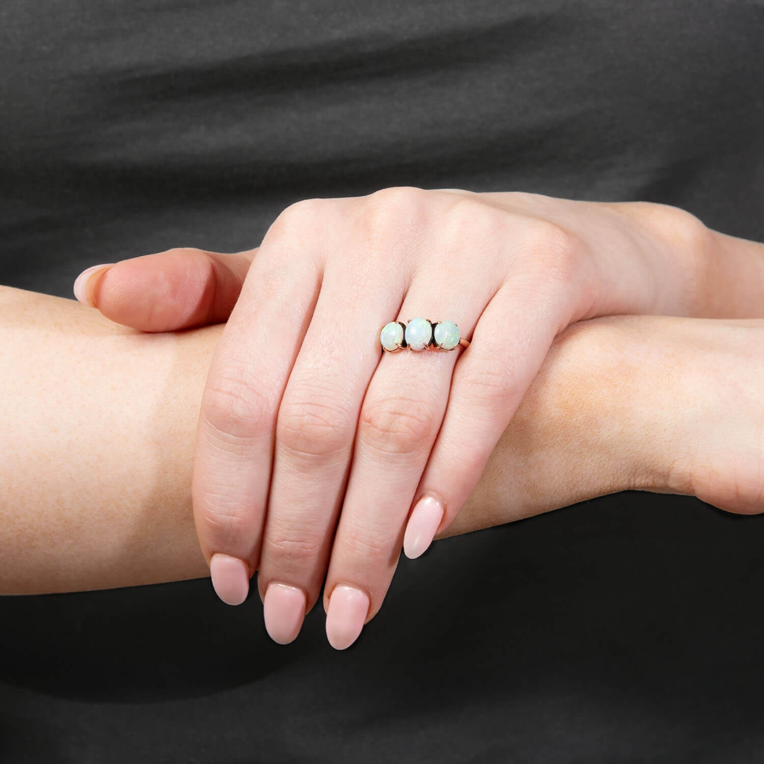 Victorian 14k Opal Three Stone Ring