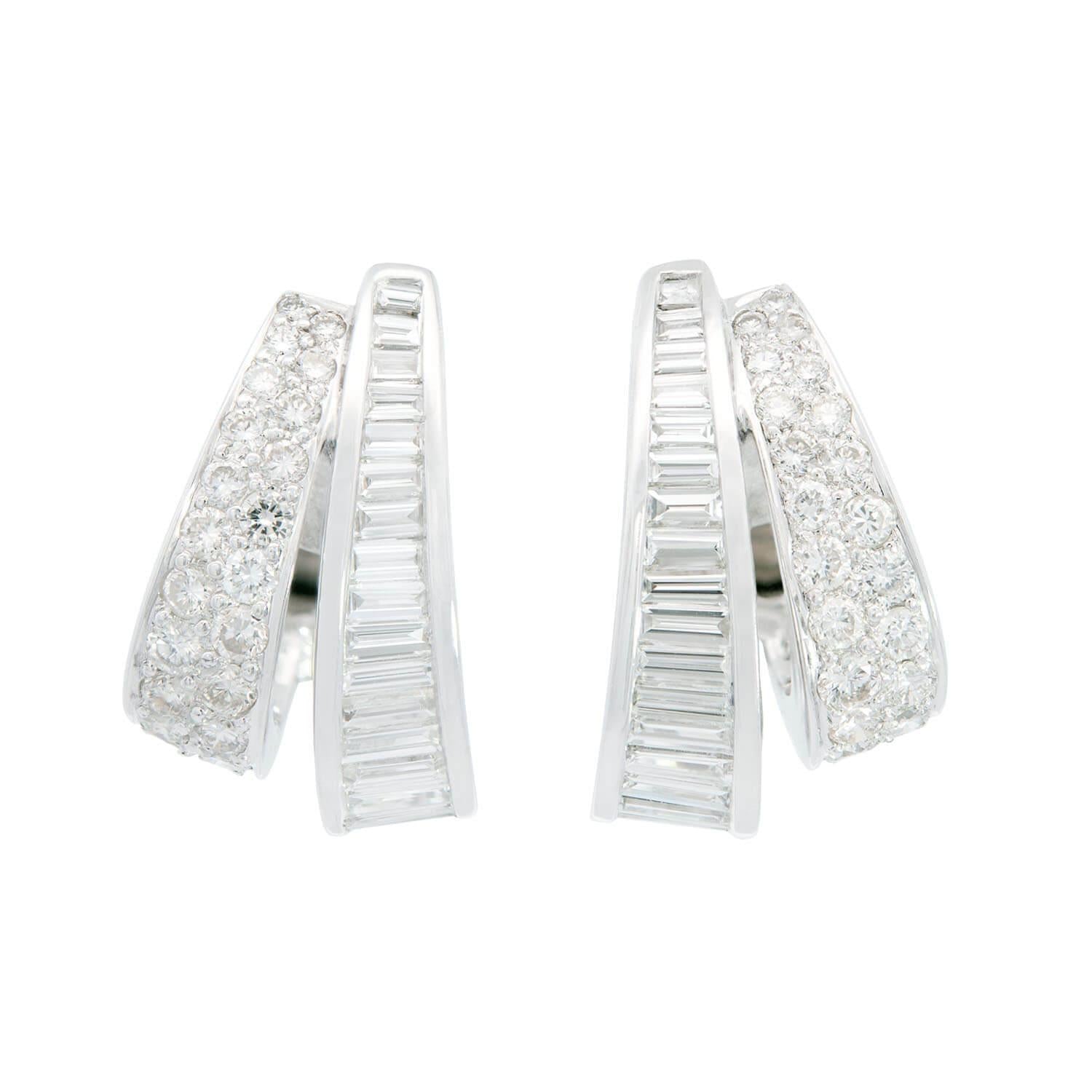 Retro 18k Diamond Teardrop Earrings