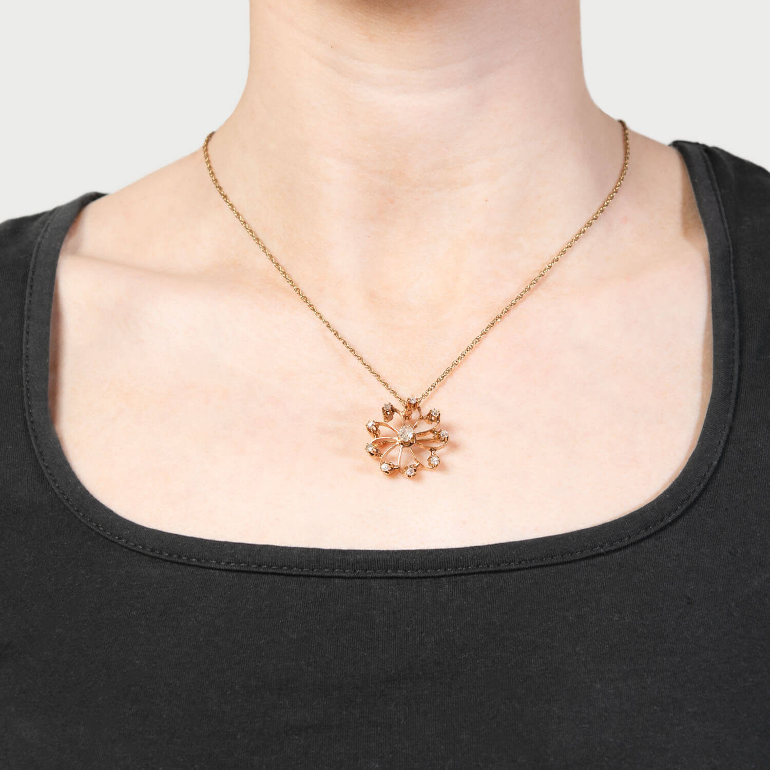 Victorian 14k Diamond Snowflake Pin/Pendant