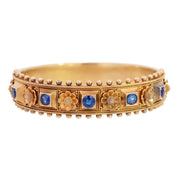 Victorian 14k Sapphire Floral Motif Bangle