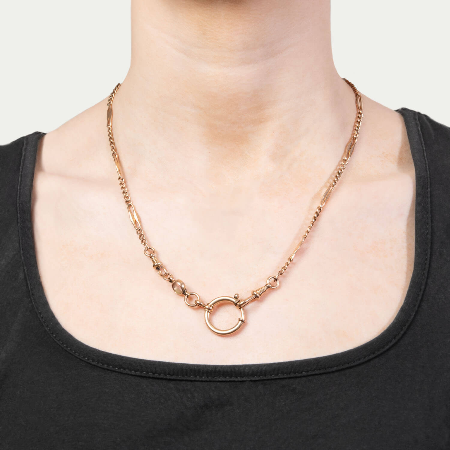 Victorian 14k Spring Ring Watch Chain