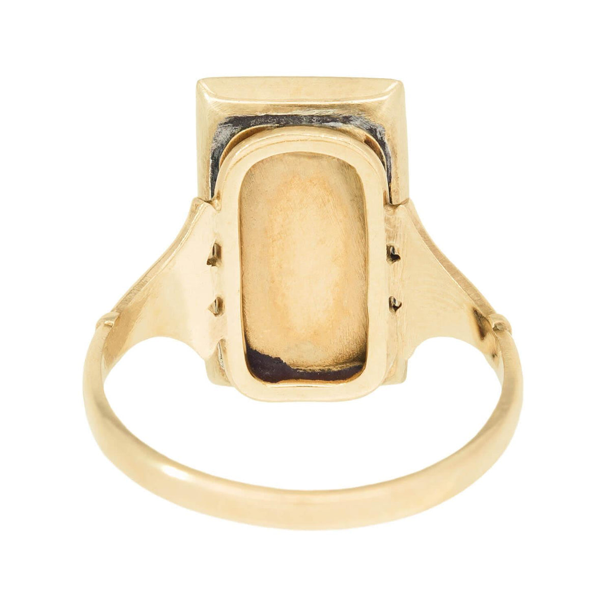 Victorian 14k Enamel & Woven Hair Mourning Ring