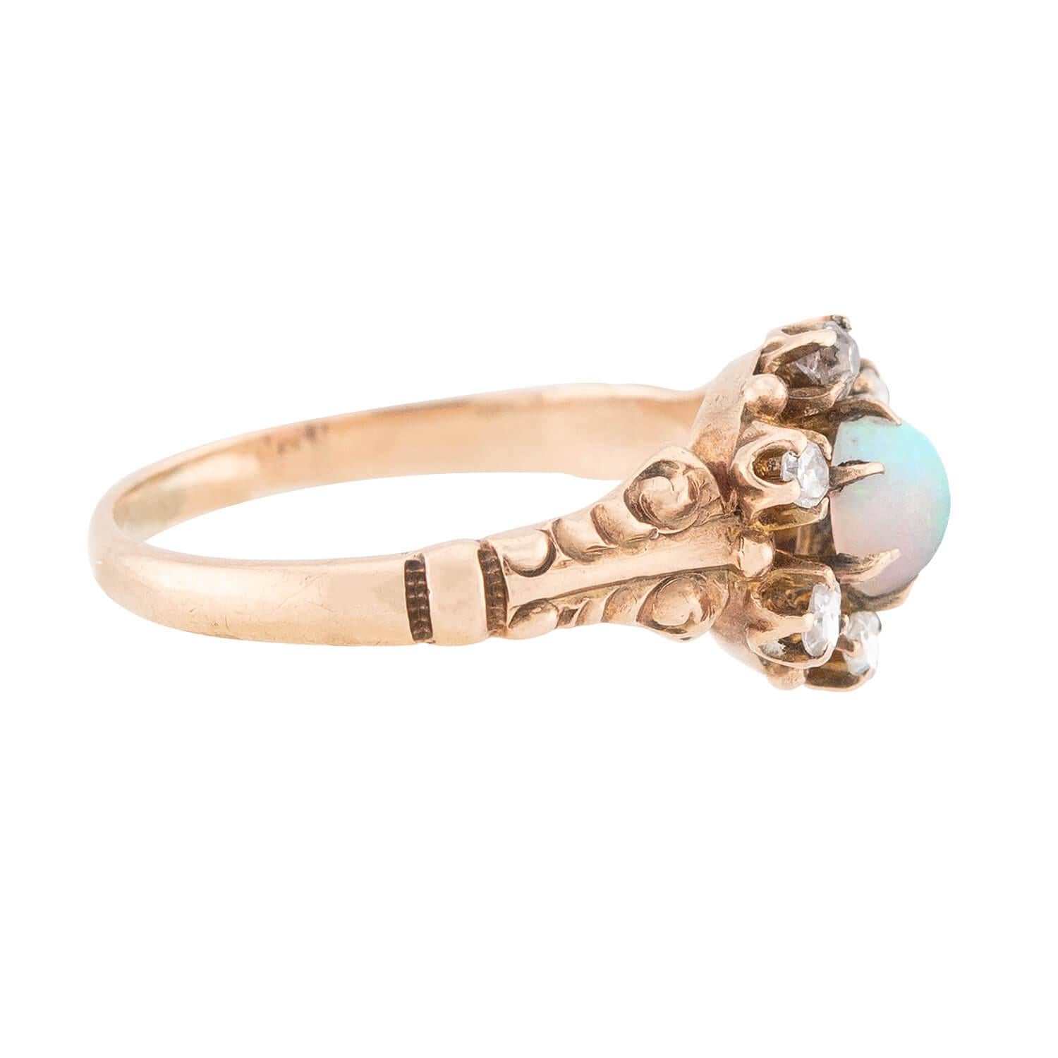 ALLSOP-STELLER INC. Victorian 14k Opal and Diamond Halo Ring