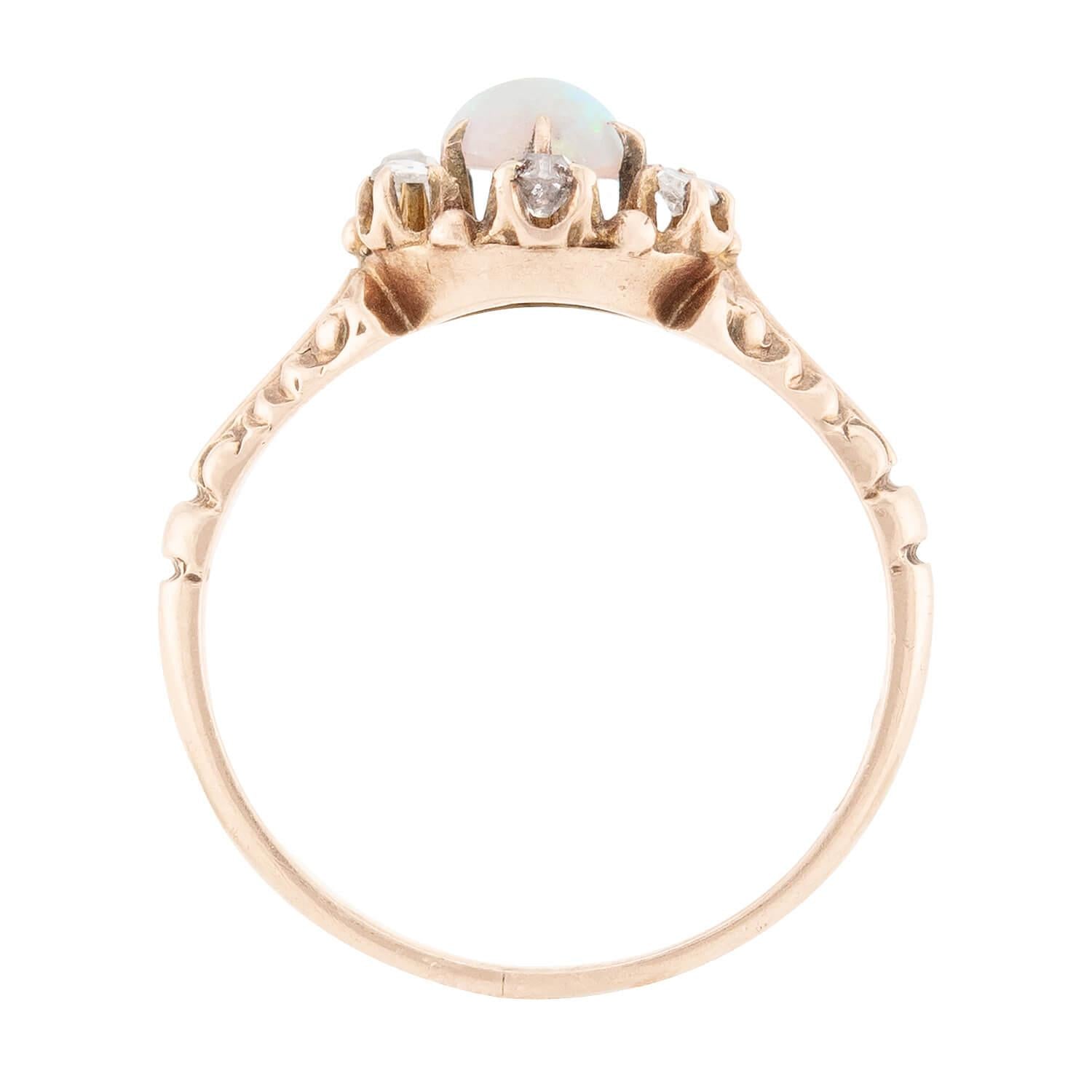 ALLSOP-STELLER INC. Victorian 14k Opal and Diamond Halo Ring