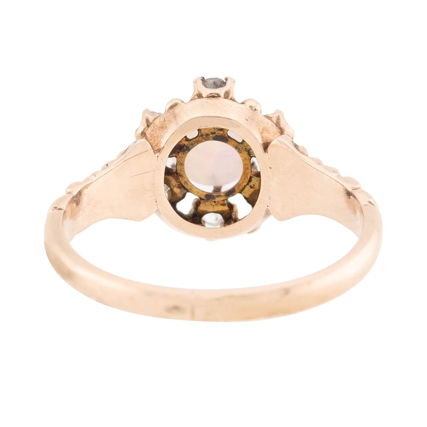 ALLSOP-STELLER INC. Victorian 14k Opal and Diamond Halo Ring