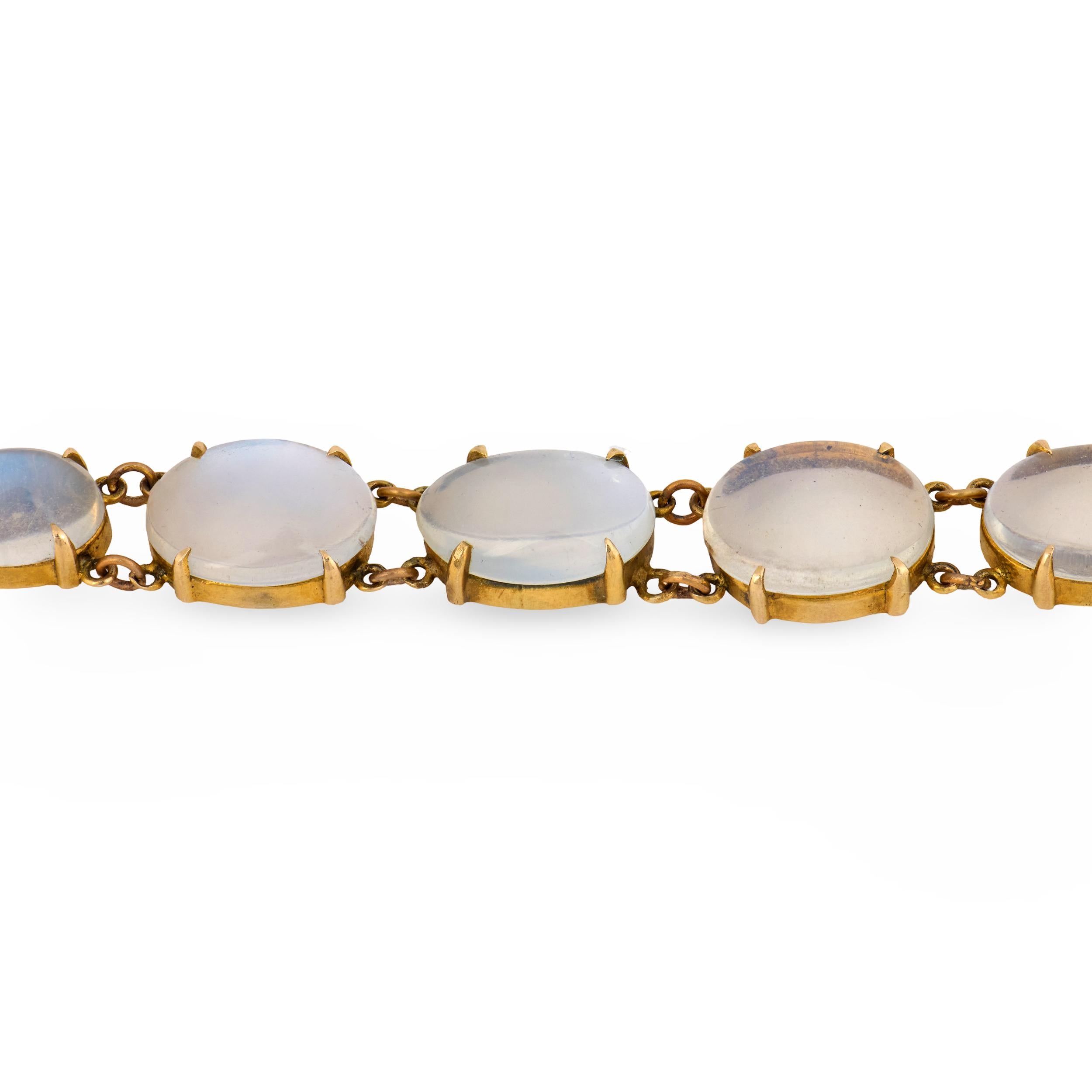 Victorian 14k Moonstone Link Bracelet