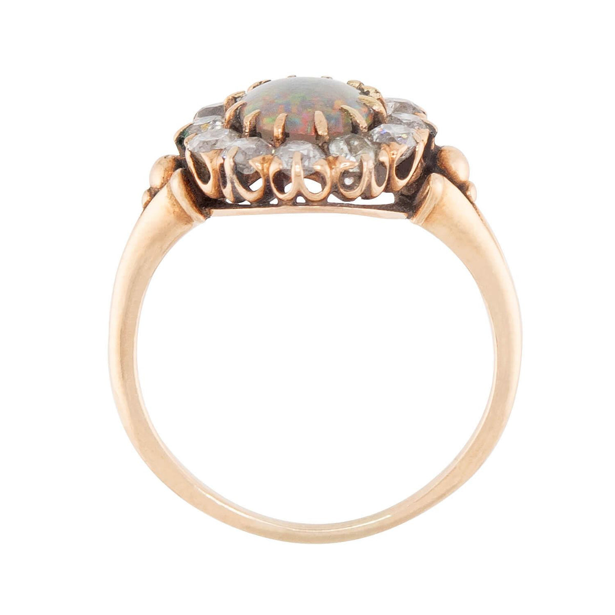 Victorian 14k Opal and Diamond Halo Ring