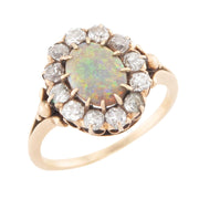 Victorian 14k Opal and Diamond Halo Ring