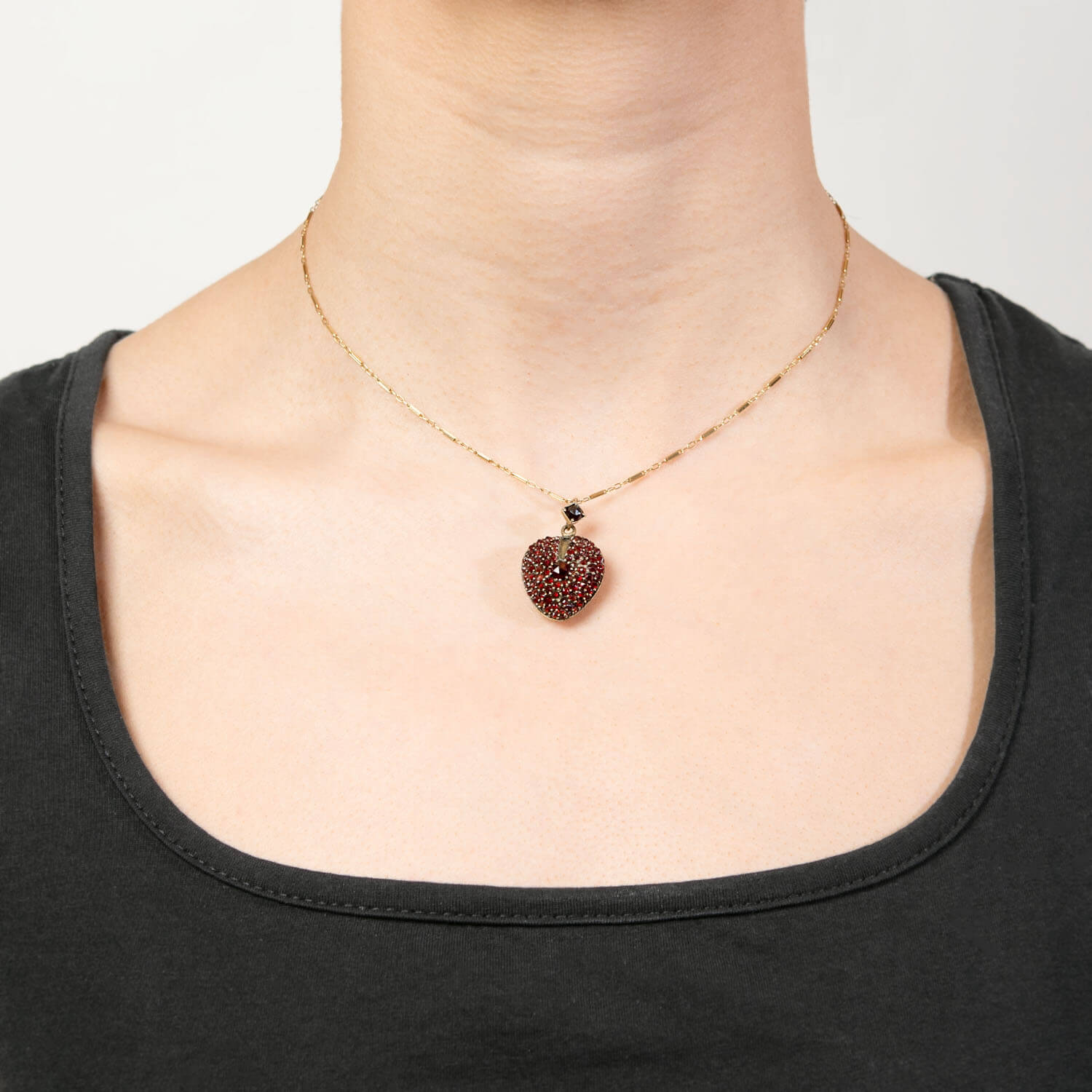 Victorian Gold Filled Garnet Heart Locket