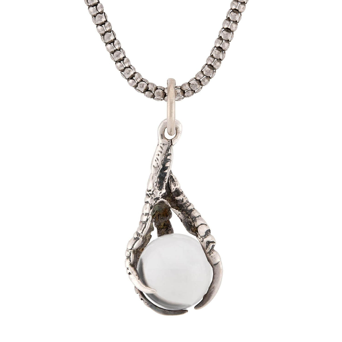 Victorian Sterling Silver Pool of Light Claw Pendant Necklace
