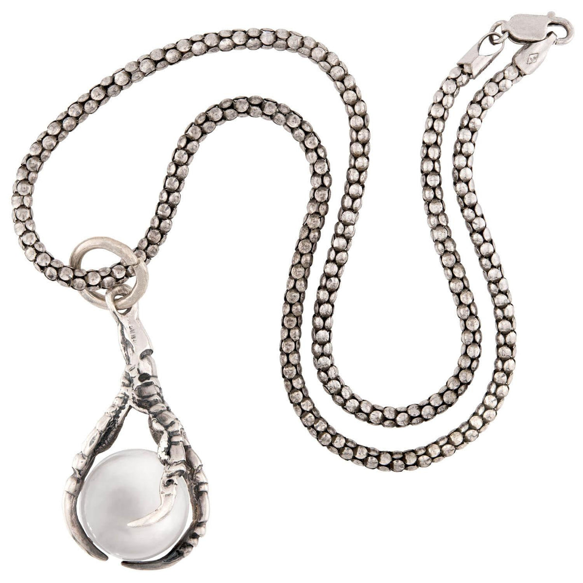 Victorian Sterling Silver Pool of Light Claw Pendant Necklace