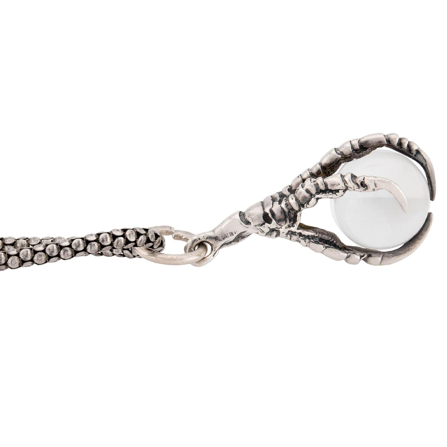 Victorian Sterling Silver Pool of Light Claw Pendant Necklace