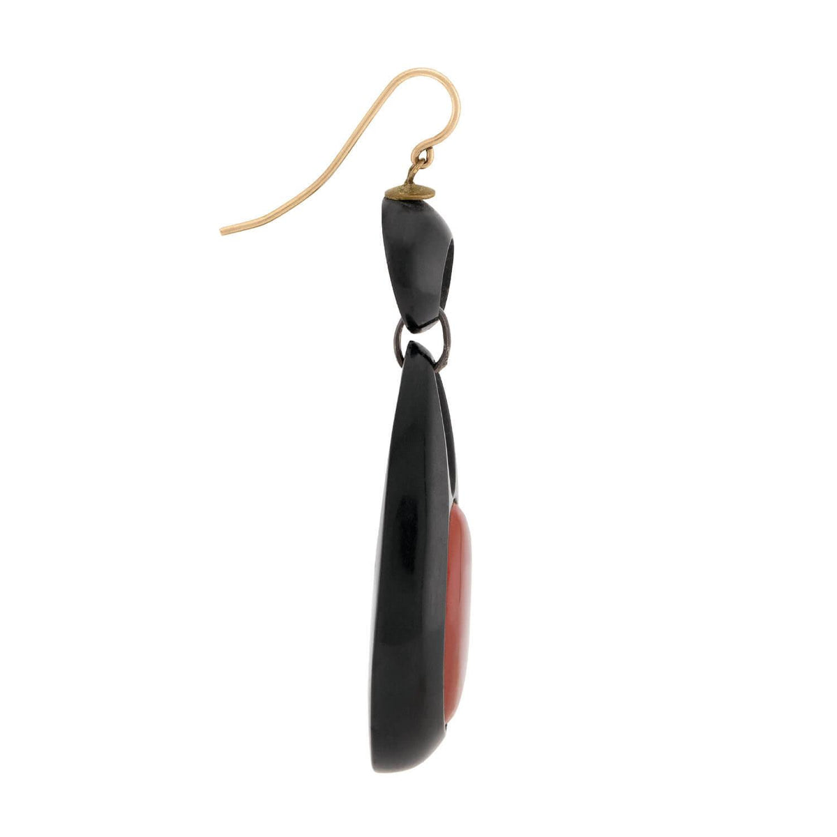Victorian Sterling Silver and Jet Carnelian Earrings
