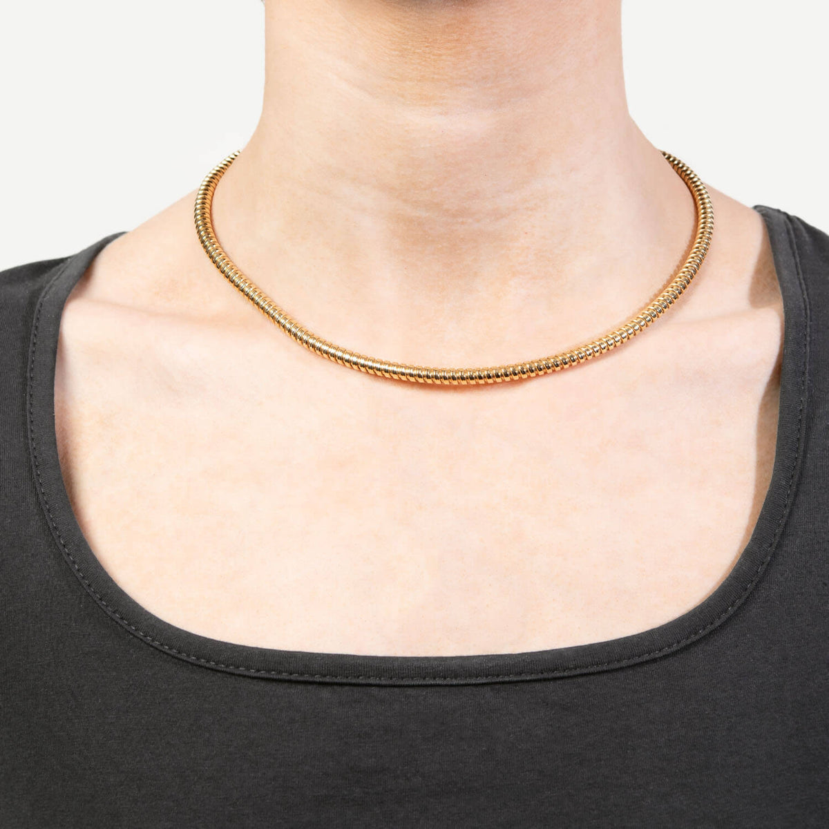 Vintage Italian 14k Gas Pipe Necklace 16"
